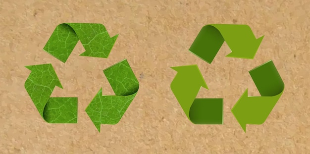 Recycle teken geïsoleerde kartonnen textuur met Verloopnet vectorillustratie