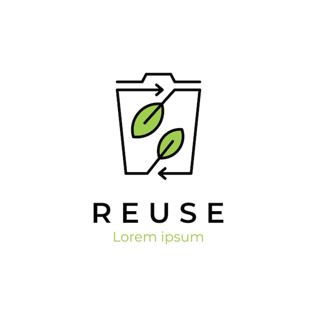 Recycle trash logo design for reuse environment Recycle bin leaf organic logo icon organic