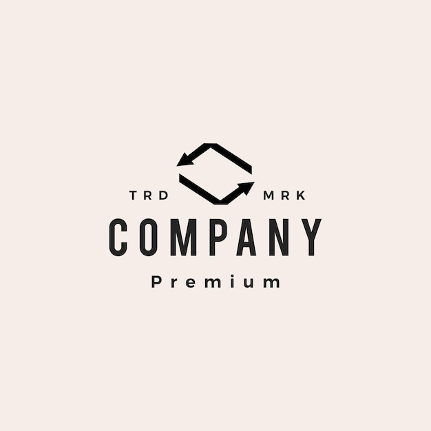 Recycle two arrow hipster vintage logo vector icon illustration