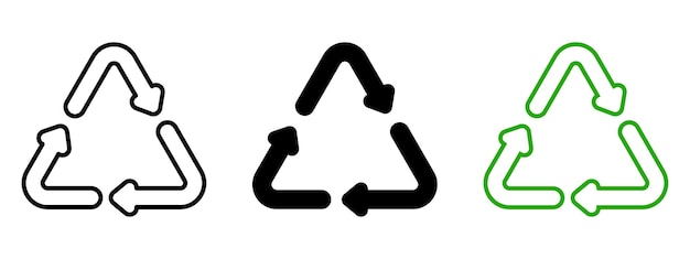 Recycle vector icoon set pijlen hart en blad recycle eco groene symbool afgeronde hoeken