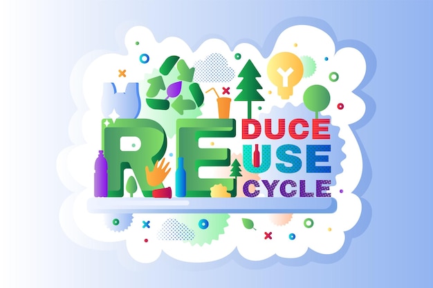 Vector recycle waste logo icon outline vector infographic