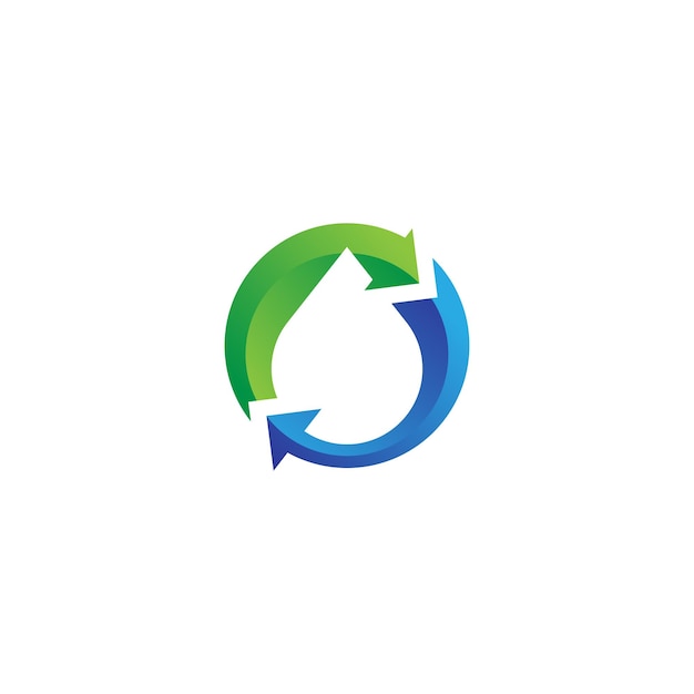 Vector recycle water drop logo design