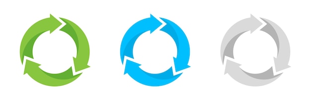 Recycling arrow icon set. Recycling reusing rotation symbols set. Rotation arrow icons