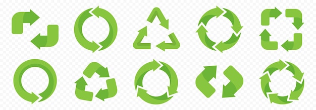 Recycling arrows collection. Recycle symbols. Reuse icon set.