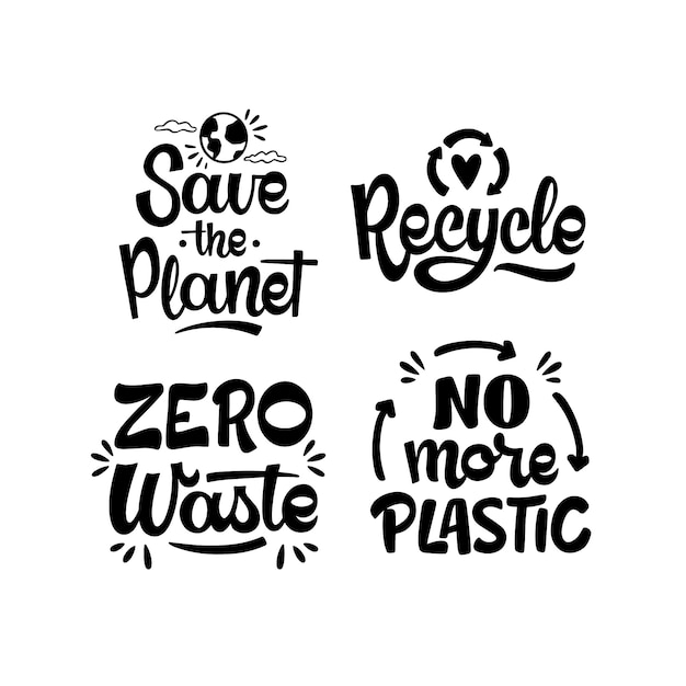 Vector recycling belettering stickers collectie