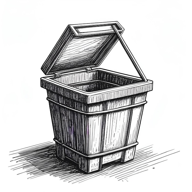 Recycling bin Monochrome ink sketch vector drawing engraving style vector illustration