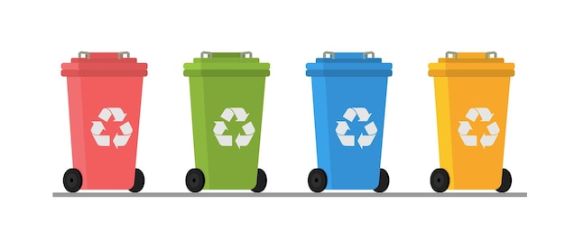 Recycling bins Garbage sorting concept