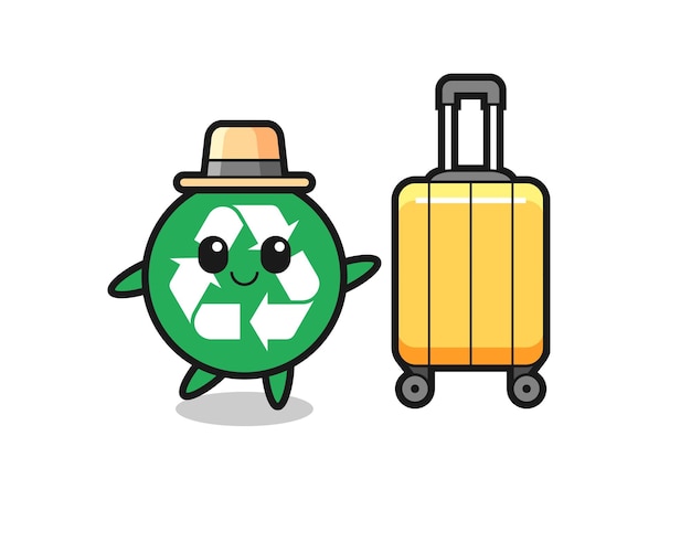 Recycling cartoon afbeelding met bagage op vakantie schattig ontwerp