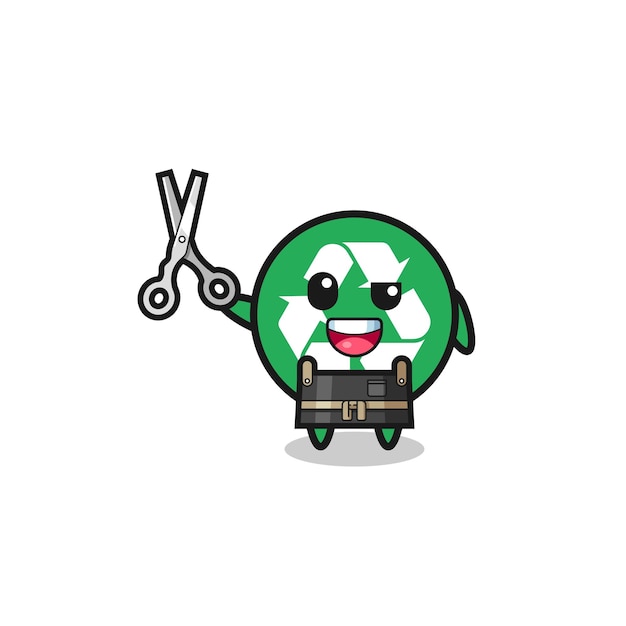 Recycling character as barbershop mascot  cute design