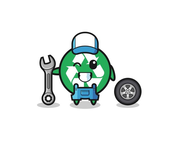 Vector the recycling character as a mechanic mascot