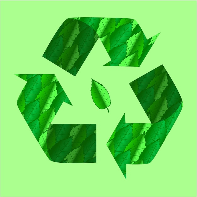 Vector recycling ecovriendelijk en milieubeheer symbool geïsoleerde vector afbeelding in vlakke stijl leaf recycling icon