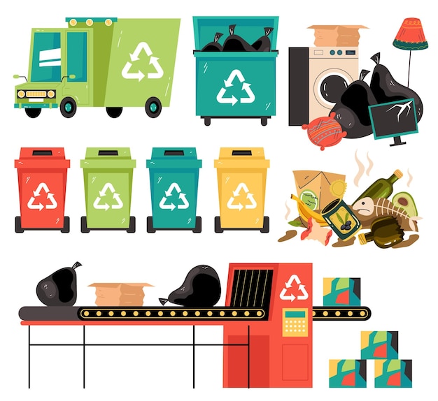 Recycling factory car truck trash bin concept