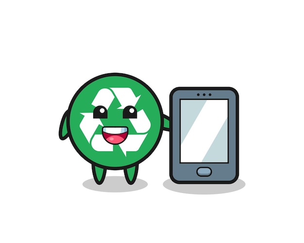 Recycling illustratie cartoon met een smartphone, schattig ontwerp