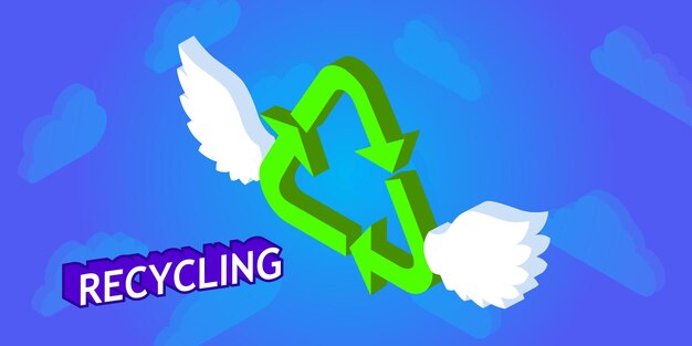 Recycling isometric design icon vector web illustration 3d colorful concept