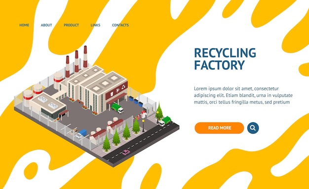 Recycling Plant Concept 3d Isometric View Vector
