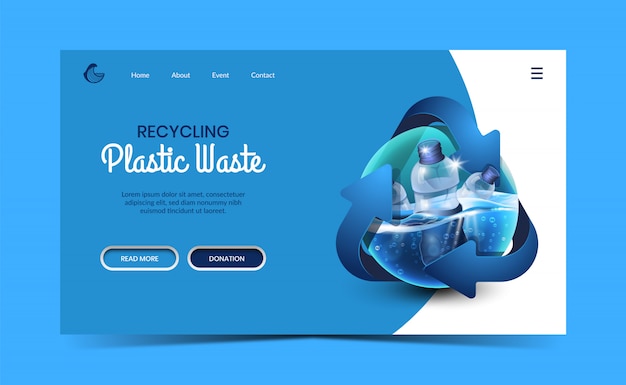 Vector recycling plastic waste landing page