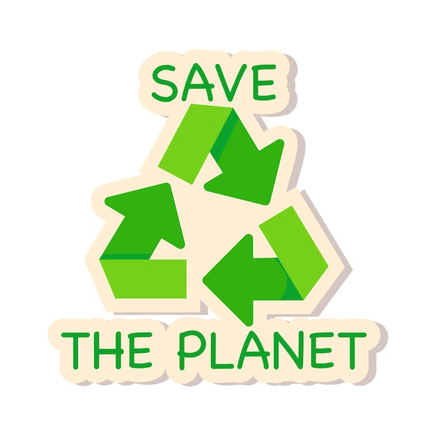 Sticker ecologico a simbolo di riciclaggio