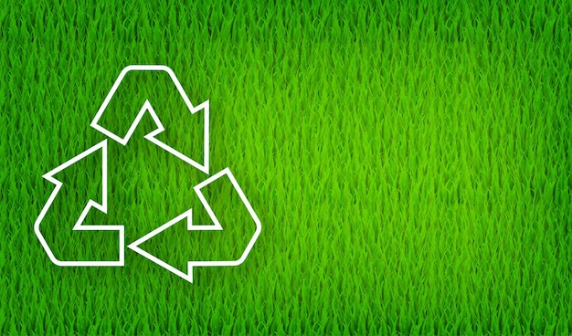 Simbolo di riciclaggio su sfondo verde. natura di ecologia. energia solare. salva il pianeta. grafica in movimento.