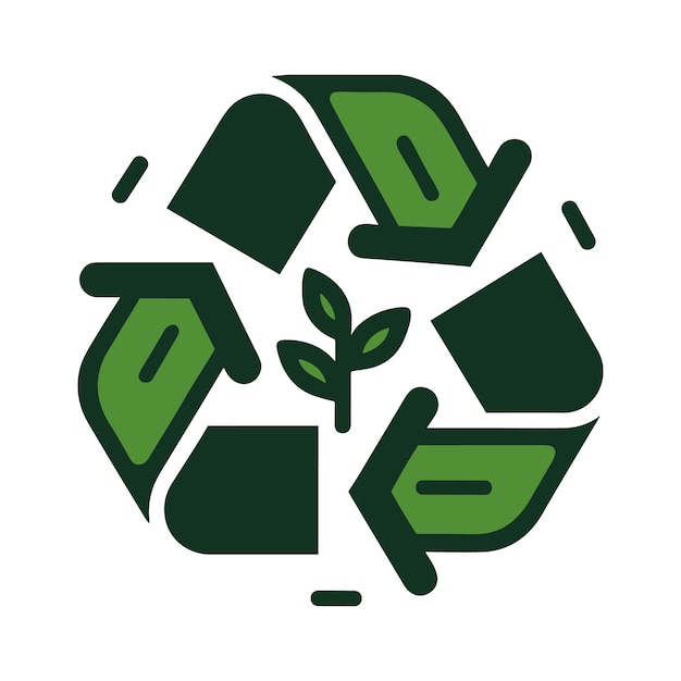 Vector recycling symbol green recycling icon in flat design continuous recycling concept vector illustration