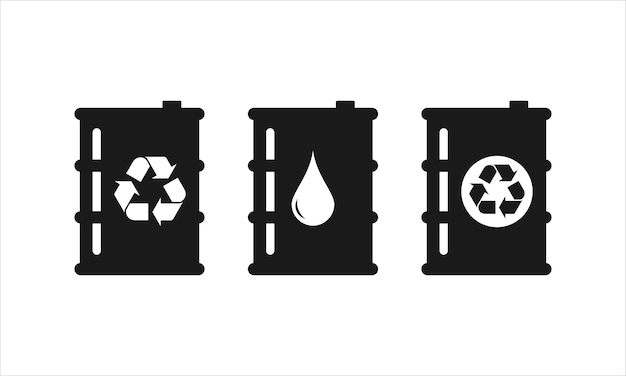 Vector recycling symbool met olievat vector pictogram olie recycling pictogram