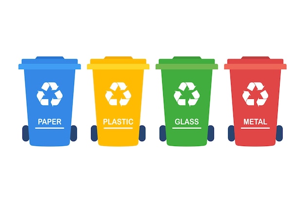 recycling trash cans set