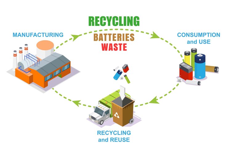 Vector recycling of used battery waste vector infographic