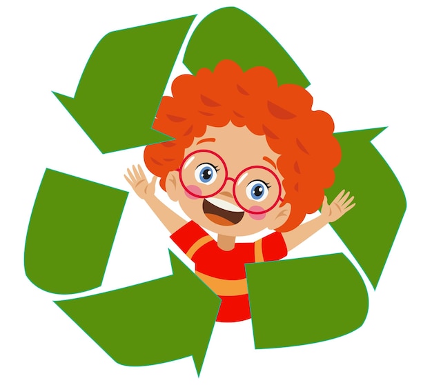 Recyclingsymbool en schattige kinderen