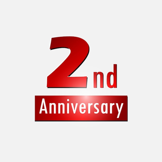 Red 2nd year anniversary celebration simple logo white background