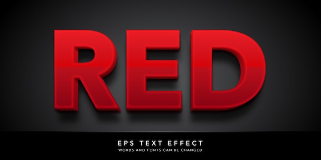 Vector red 3d editable text effect