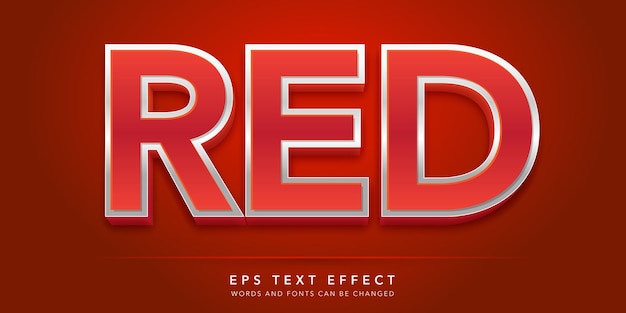Vettore effetto di testo modificabile 3d rosso