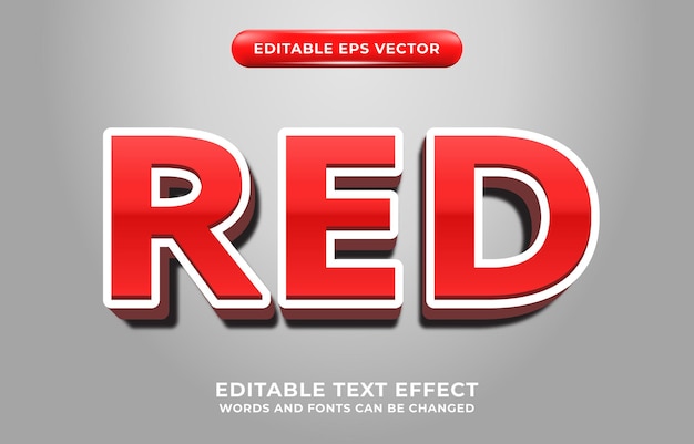 赤の3D編集可能なベクトルテキスト効果。