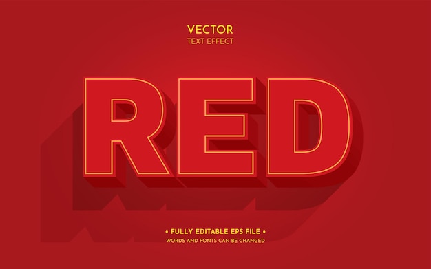 Vettore effetto di testo vettoriale modificabile 3d rosso