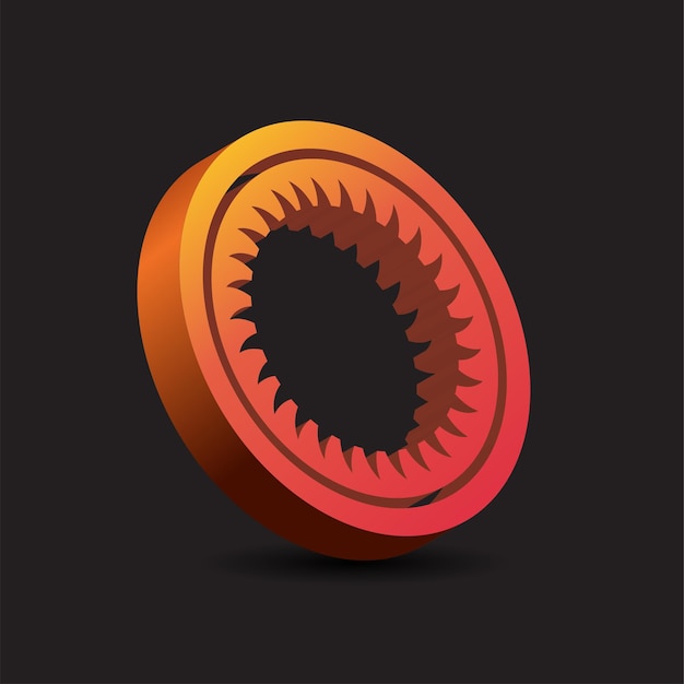 red 3d gear vector design