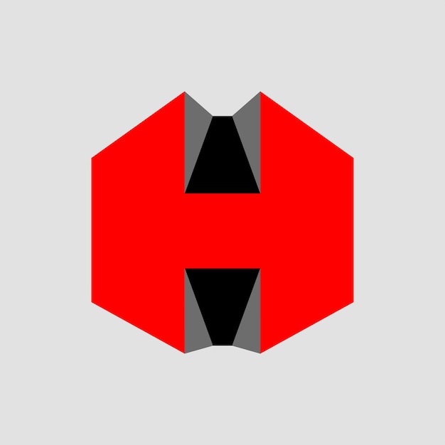 Vector the red 3d h brand name monogram hexagon h icon