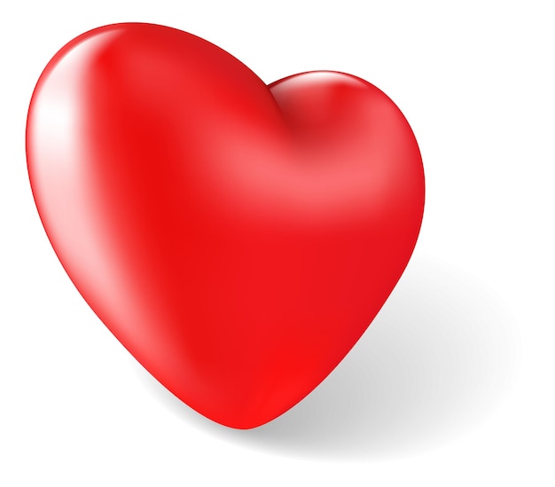 Vector red 3d heart romantic icon love symbol