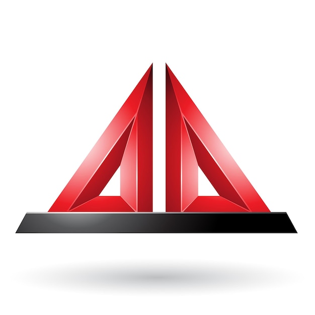 Vector red 3d pyramidical embossed shape vector illustration