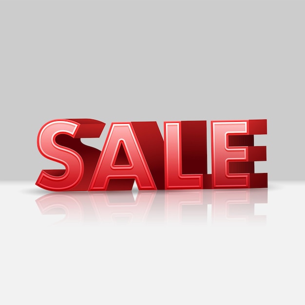 Red 3d Sale text with reflection in gradient background