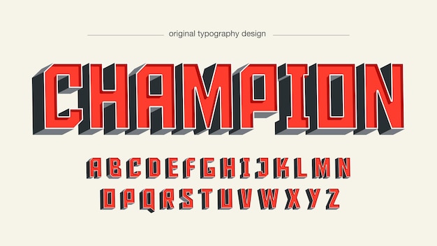 Vector red 3d sports typography