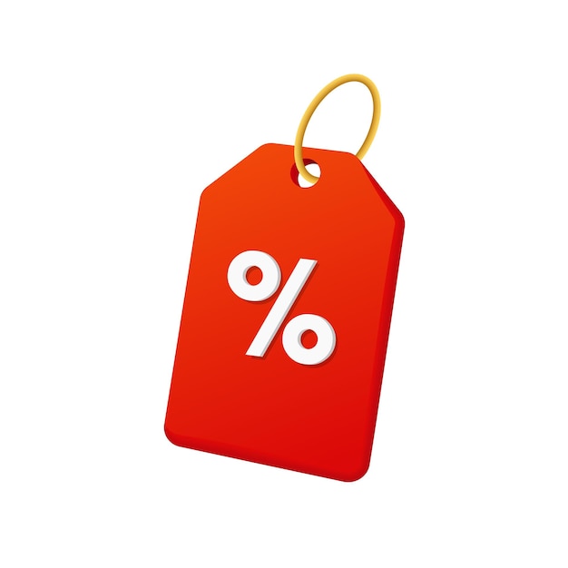 Red 3d tag with discount percentage