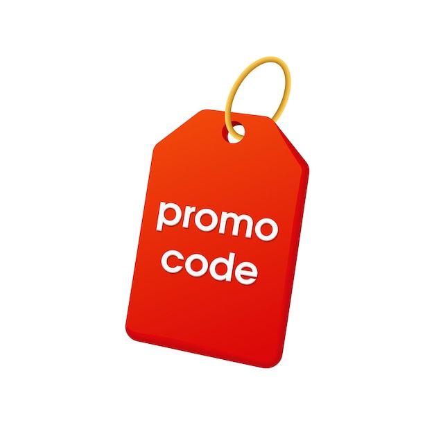 Vector red 3d tag with with promo code