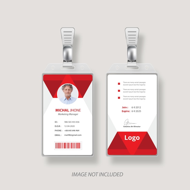 Red abostrac id or identification card design