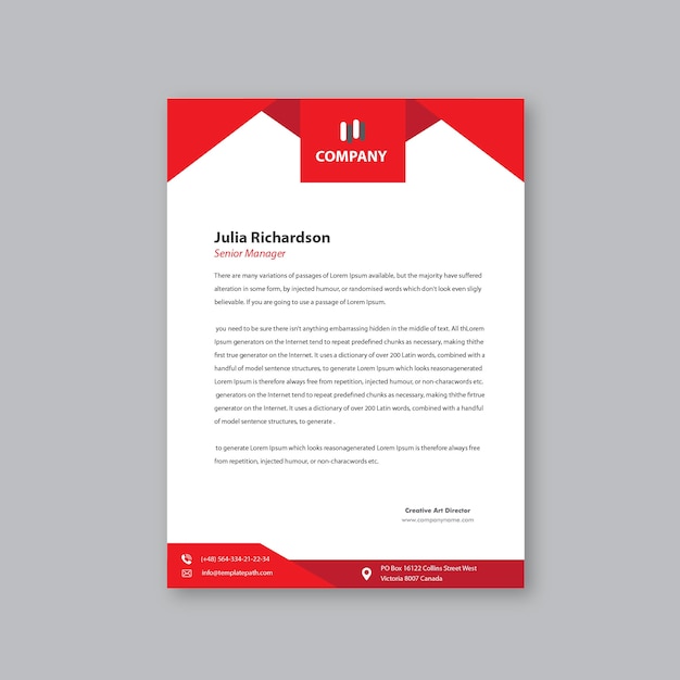 Red abstract business letterhead