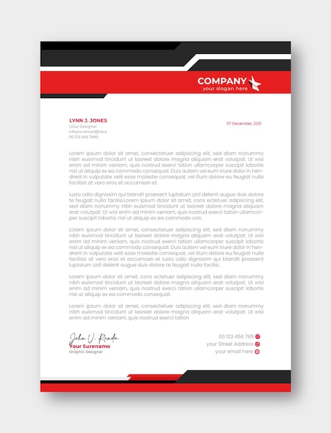 Red abstract letterhead vector design