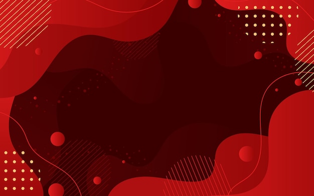 Vector red abstract modern background with gradient wavy shapes