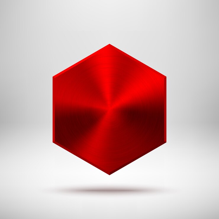 Vector red abstract polygon button template