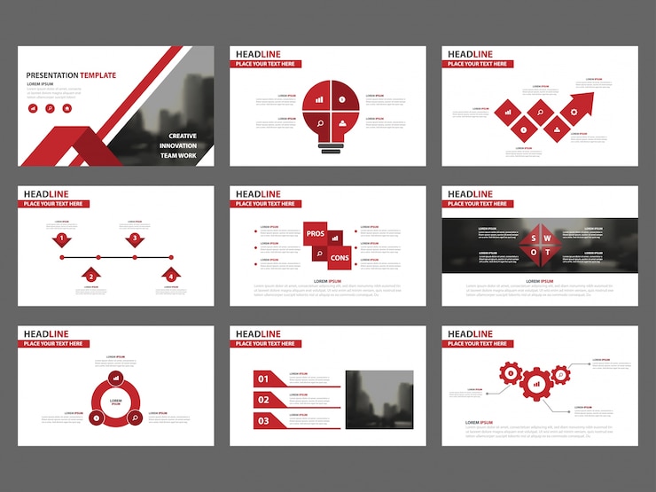 Vector red abstract presentation templates, infographic elements template flat design set for annual report brochure flyer leaflet marketing advertising banner template