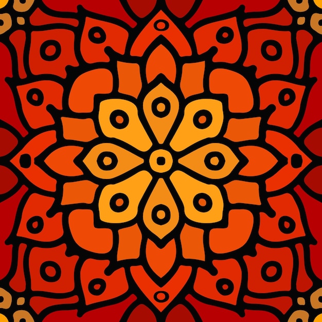 Red abstract seamless mosaic ornament Orange geometrical oriental floral pattern Bohemian Seamless Oriental Arabesque Tribal pattern vector