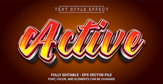 Red Active Text Style Effect Editable Graphic Text Template