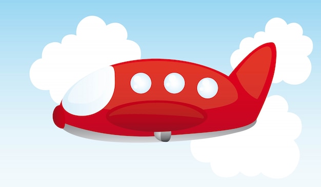 Вектор Красный воздушный шар мультфильм над небом векторные иллюстрации