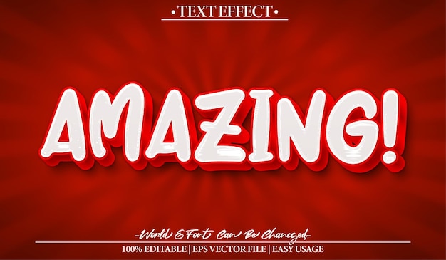 Red Amazingt Vector Text Effect Bewerkbaar Alphabet Oranje Cartoon Verbazingwekkend Grappig